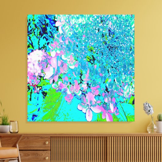 Elegantes rosa und blaues Limelight Hydrangea Leinwanddruck (Insitu (Wohnzimmer))