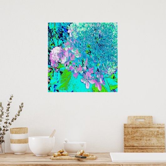 Elegantes rosa und blaues Limelight Hydrangea Poster (Küche)