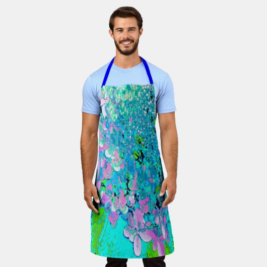 Elegantes rosa und blaues Limelight Hydrangea Schürze (Getragen)