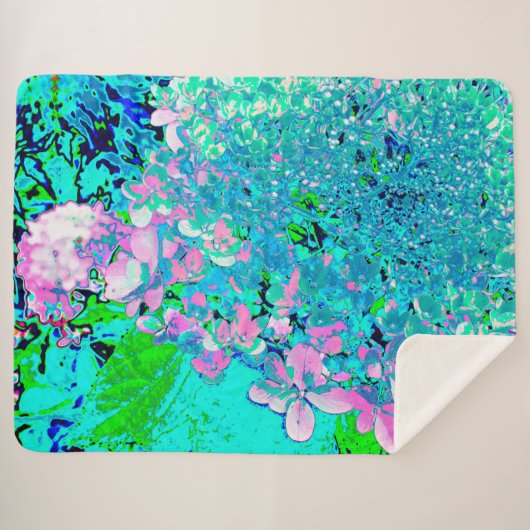 Elegantes rosa und blaues Limelight Hydrangea Sherpadecke (Vorderseite (Horizontal))