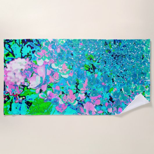 Elegantes rosa und blaues Limelight Hydrangea Strandtuch (Vorderseite)