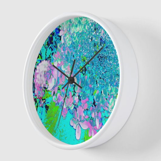 Elegantes rosa und blaues Limelight Hydrangea Uhr (Winkel)