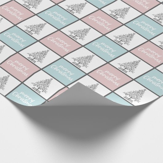 Elegantes rosa und blaues Weihnachtsmuster Geschenkpapier (Ecke)