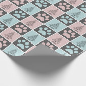 Elegantes rosa und blaues Weihnachtsmuster Geschenkpapier (Ecke)