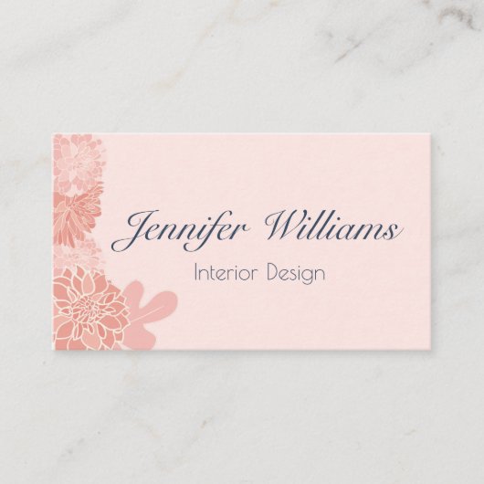 Elegantes Rosa und blühendes Marineblau Visitenkarte (Vorderseite)