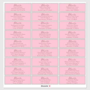 Elegantes Rosa und Braun-Hochzeitsplatz Aufkleber
