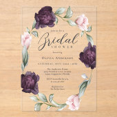 Elegantes Rosa und Burgund-Brautparty Acryleinladungen (Vorderseite)