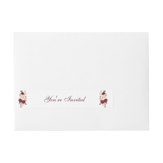 Elegantes Rosa und Burgund Rose Bouquet Wedding Rundum-Adressaufkleber (Vorderseite)