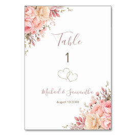 Elegantes Rosa und Elfenbeinblütenzeichen für Hoch Tischnummer