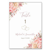 Elegantes Rosa und Elfenbeinblütenzeichen für Hoch Tischnummer (Rückseite)