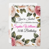 Elegantes Rosa und Elfenbeinküste Rose Einladung z (Vorne/Hinten)