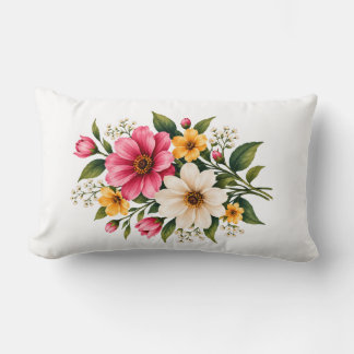 Elegantes rosa und gelbes Blumenbouquet Botanisch Lendenkissen