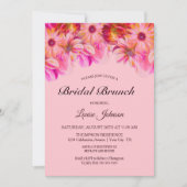 Elegantes rosa und gelbes Bridal Brunch Einladung (Vorderseite)