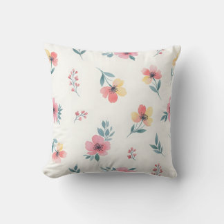 Elegantes rosa und gelbes Gartenblütenakzent Kissen