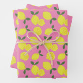 Elegantes rosa und gelbes Zitronenmuster Geschenkpapier Set (Beispiel)