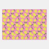 Elegantes rosa und gelbes Zitronenmuster Geschenkpapier Set (Vorderseite)