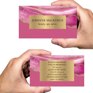 Elegantes Rosa- und Gold-Achat-Luxusdesign Visitenkarte