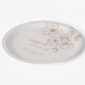 Elegantes Rosa und Gold Bridal Brunch Brautparty Pappteller (Schrägansicht)