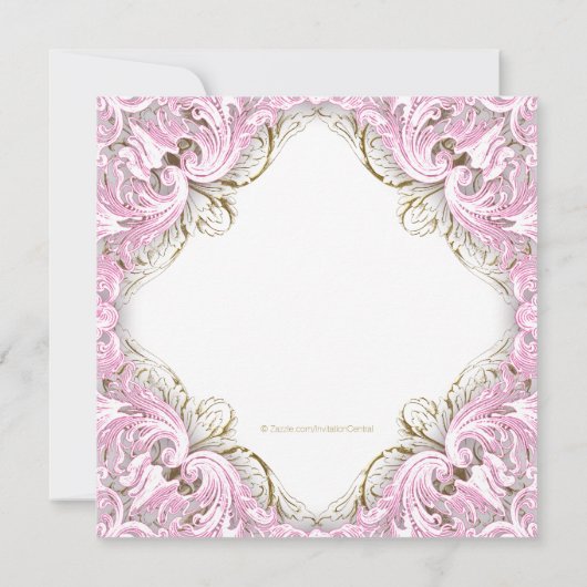 Elegantes Rosa und Gold Cross Erste Kommunion Einladung (Rückseite)