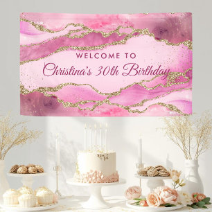 Elegantes Rosa und Gold Geburtstagsbanner Banner