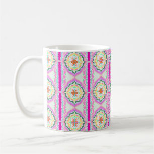 Elegantes Rosa- und Gold-Geometrisches Blumenmuste Kaffeetasse