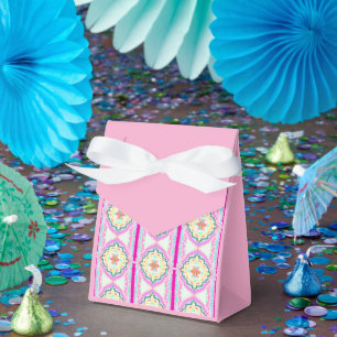 Elegantes Rosa und Gold geometrisches Blumenmuster Geschenkschachtel