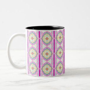 Elegantes Rosa und Gold geometrisches Blumenmuster Zweifarbige Tasse