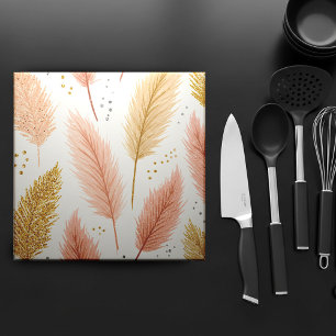 Elegantes Rosa und Gold Glitter Pampasgras Fliese