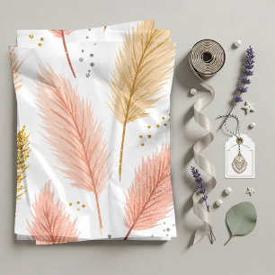 Elegantes Rosa und Gold Glitter Pampasgras Geschenkpapier Set