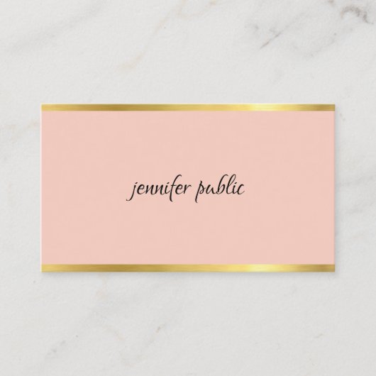 Elegantes Rosa und Gold Handschrift Beruflich Visitenkarte (Vorderseite)