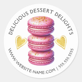 Elegantes Rosa und Gold Macaron Backen Runder Aufkleber