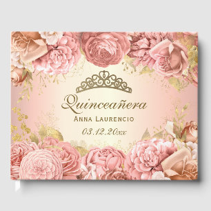 Elegantes Rosa und Gold Quinceanera Custom Gästebuch