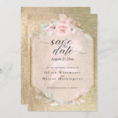 Elegantes Rosa und Gold Save the Date Einladung (Vorne/Hinten)