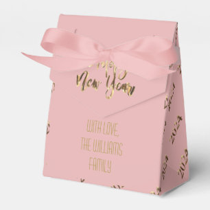 Elegantes Rosa und Gold Script glücklich Neues Jah Geschenkschachtel