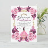 Elegantes Rosa und Gold Spanische Quinceanera XV A Einladung (Stehend Vorderseite)