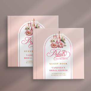 Elegantes Rosa- und Goldblüten Prosecco Gästebuch