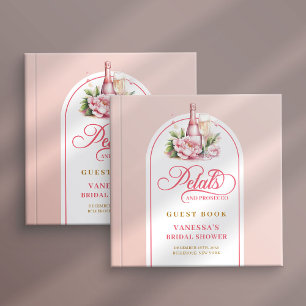 Elegantes Rosa- und Goldblüten Prosecco Gästebuch