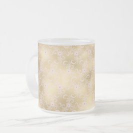 Elegantes rosa und goldenes, florales Spitzen Mattglastasse