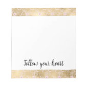 Elegantes rosa und goldenes, florales Spitzen Notizblock (Vorderseite)