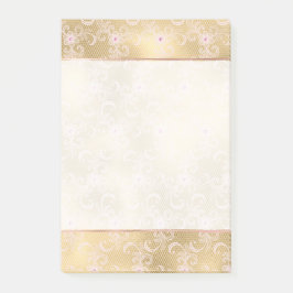 Elegantes rosa und goldenes, florales Spitzen Post-it Klebezettel