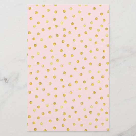 Elegantes rosa und goldenes Foil Confetti Dots Mus Briefpapier (Vorderseite)