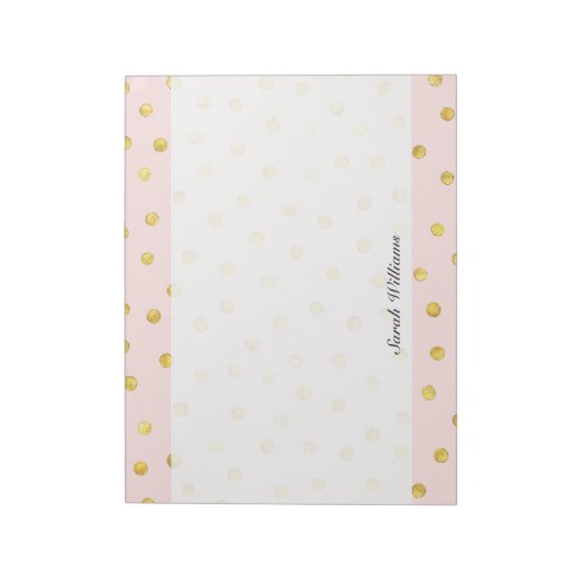 Elegantes rosa und goldenes Foil Confetti Dots Mus Notizblock (Rotiert)