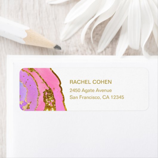 Elegantes rosa und goldenes Geode-Label (Insitu)