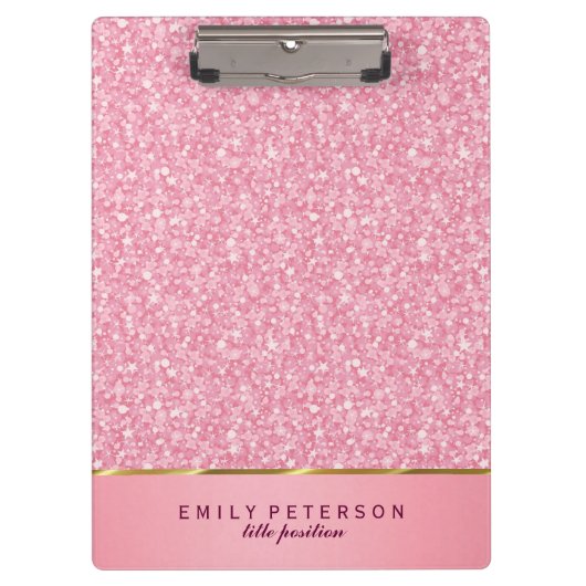 Elegantes rosa und goldenes Glitzer-Muster Klemmbrett (Vorderseite)