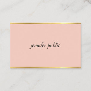 Elegantes rosa und goldenes kursives Handschrift Visitenkarte
