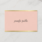 Elegantes rosa und goldenes kursives Handskript mo Visitenkarte (Vorderseite)