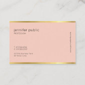 Elegantes rosa und goldenes kursives Handskript mo Visitenkarte (Rückseite)