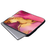 Elegantes rosa und goldenes Marmordesign Laptopschutzhülle (Vorne Knopf)