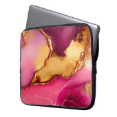 Elegantes rosa und goldenes Marmordesign Laptopschutzhülle (Vorderseite Links)