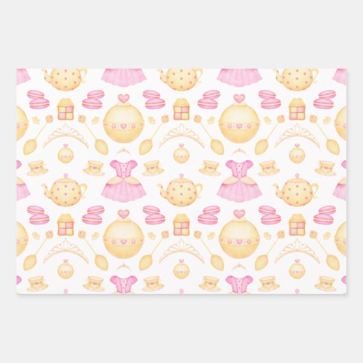 Elegantes rosa und goldenes Party Geschenkpapier Set (Vorderseite 3)